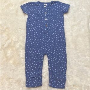 kate quinn Blue Dot Romper Union Suit Wide Rib Cotton 12-18